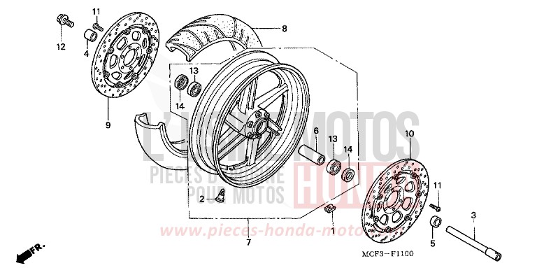 ROUE AVANT (VTR1000SPY/1) de VTR1000 SP-1 ACCURATE SILVER METALLIC (NH146) 2001